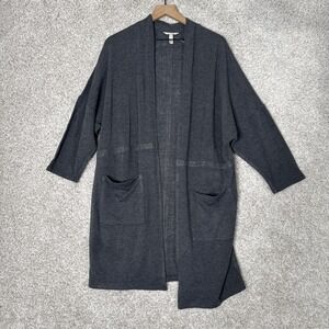 SOMA Women's Open Front Cardigan Sweater Gray 3/4 Sleeve;‎ Size L